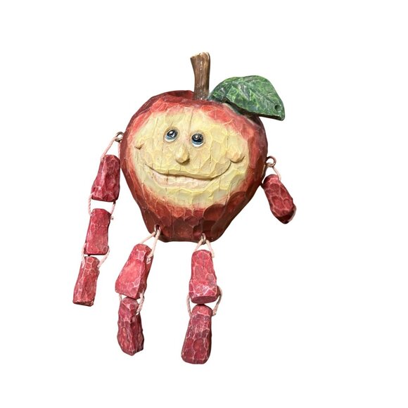 Handcrafted  Orange and Apple Shelf Sitter Lot Anthropomorphic Fruit - Picture 6 of 15